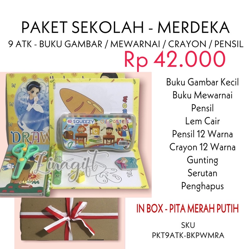 ( Set Sekolah Merdeka ) HADIAH LOMBA 17 AGUSTUS  DIRGAHAYU HUT RI / ALAT TULIS SEKOLAH LENGKAP