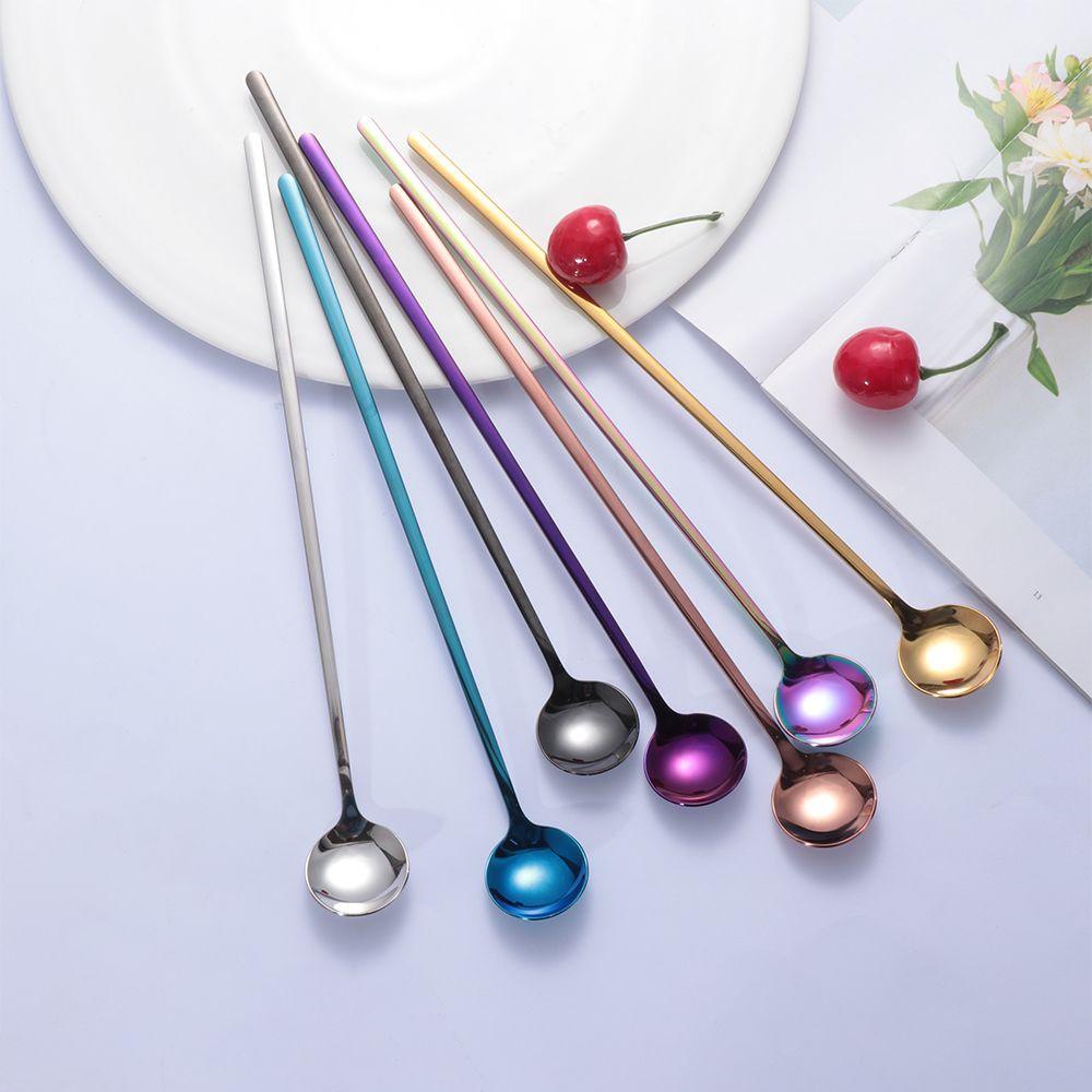 Sendok Kopi Nanas Rainbow Gagang Panjang Stainless Steel Stir Spoon