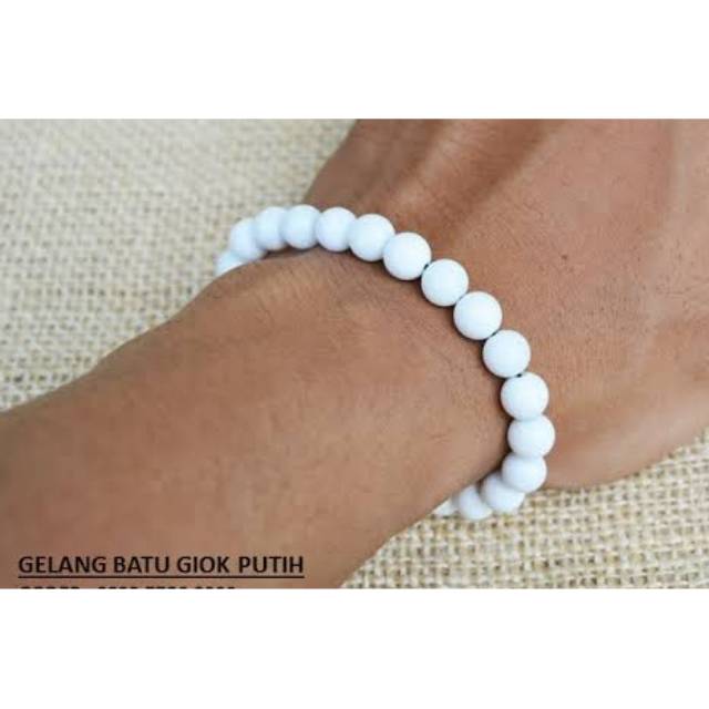 GELANG BATU ALAM GIOK PUTIH SUSU (GIOK SALJU) UK 8,10,12,14MM