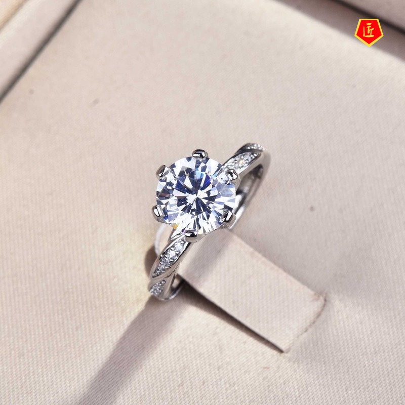 [Ready Stock]Simple Moissanite Ring Pt950 Fashion Special-Interest