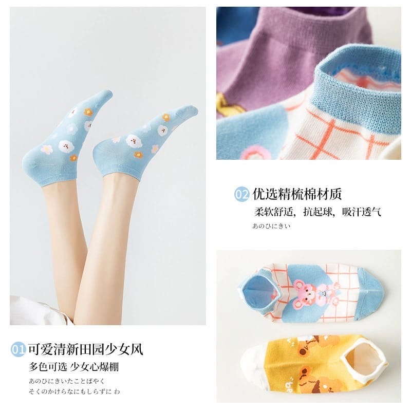 Kaos Kaki MOTIF KARTUN Fashion Wanita Korea Style Women Sock Murah Import / MIKHAMART