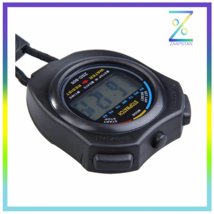 Stopwatch Profesional LCD dengan Strap - ZSD-808 - Black