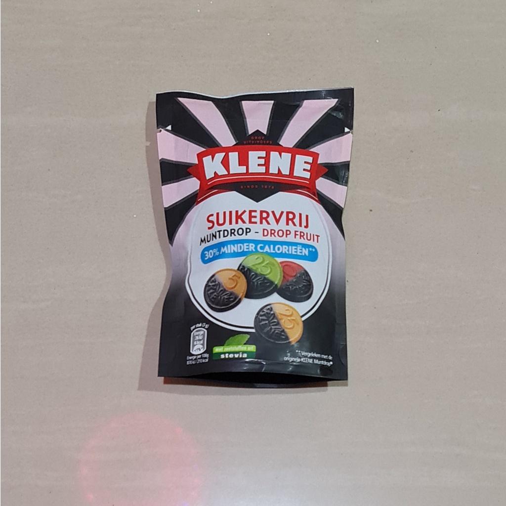 Permen Klene Suikervrije Dropfruit Muntdrop Sugar Free Licorice 105 Gram