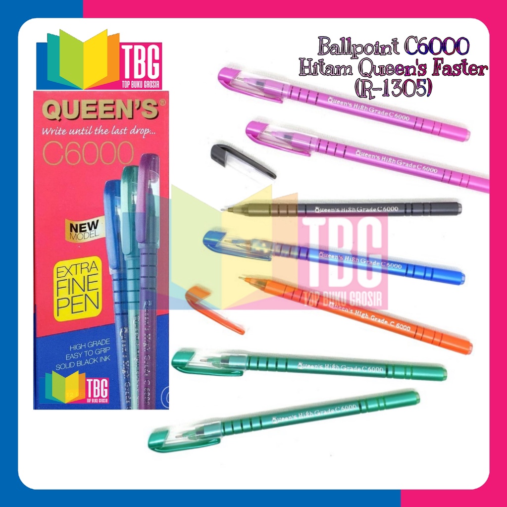 

1PCS BALLPOINT C6000 HITAM QUEEN'S FASTER / BOLPEN SEMI GEL / PULPEN UJUNG LANCIP/ EXTRA FINE PEN (R-1305)