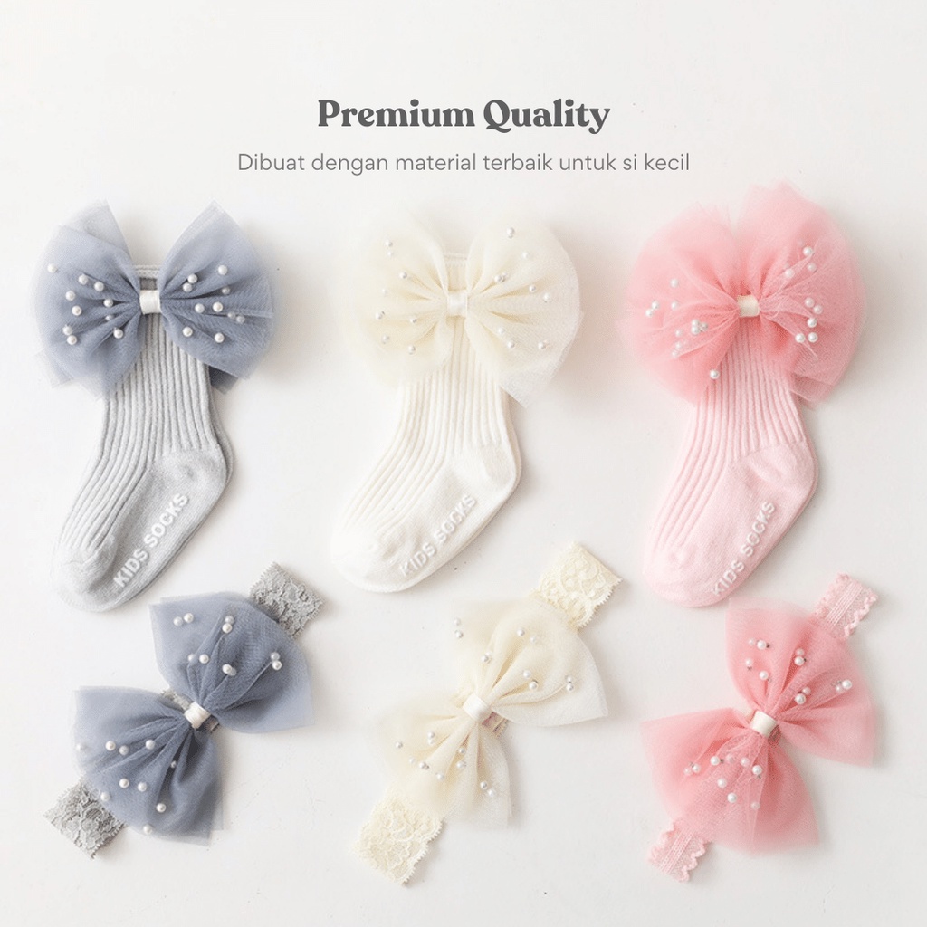 Little Momos Set Kaos Kaki Bandana Korea 0-1 Tahun / Bandana Set Premium / Gift Set For Newborn Hampers