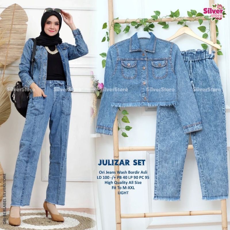 JULIZAR - JUJU SETELAN JULIZAT SET JAKET &amp; CELANA JEANS BY SILVERSTORE