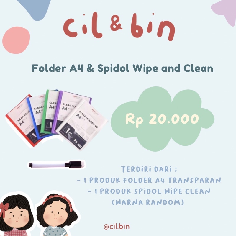 

Folder A4 isi 20 lembar & Spidol Wipe and Clean