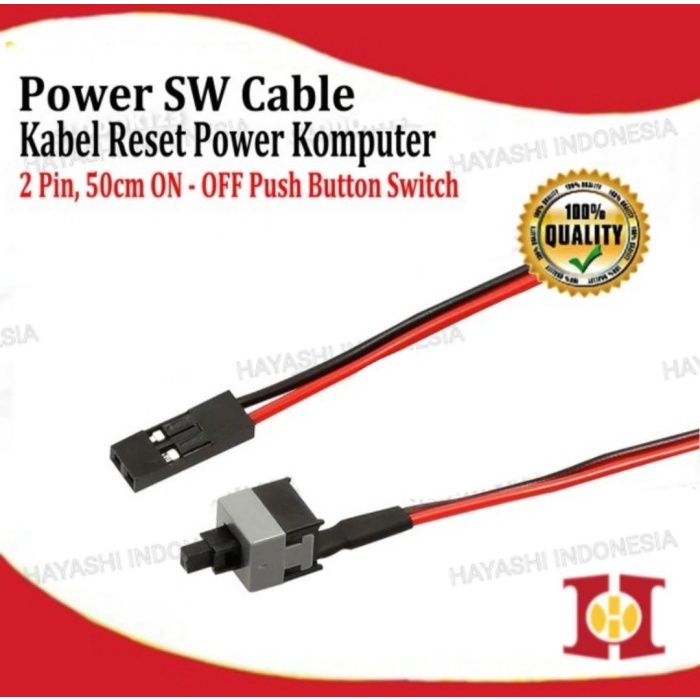 Tombol Kabel Power Reset Switch SW 2 Pin Push Button CPU PC Komputer - 5pcs