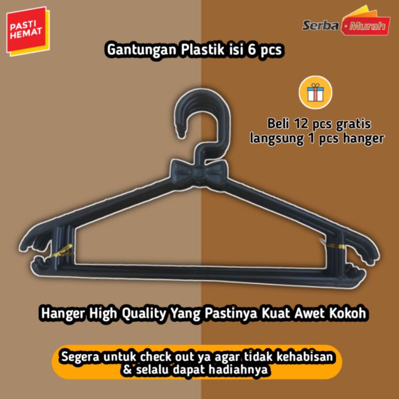 Hanger Anger Henger Hangger Gantungan Tempat Baju Pakaian Jemuran Plastik Hitam Tebal Murah Awet Dew