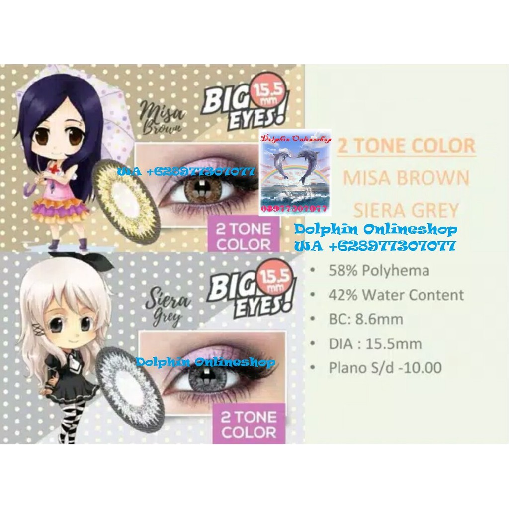X2 shin manga softlens softlense contact lens misa brown siera gray normal minus free solution