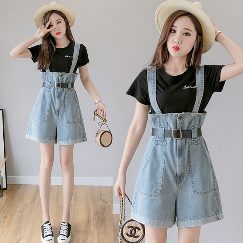 Overall Celana  Pendek Model Longgar Gaya Korea  Casual 