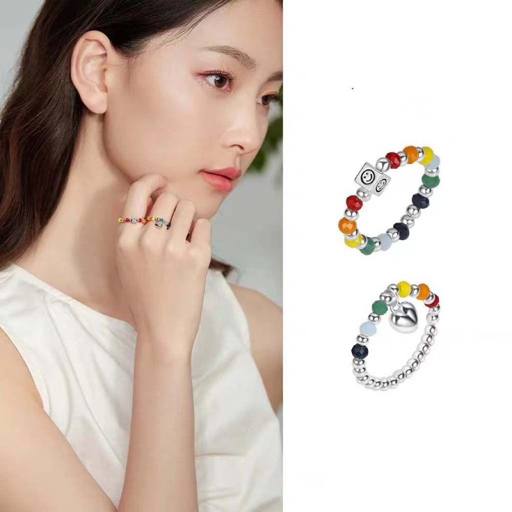 Mxbeauty Smile Cincin Gadis Korea Hadiah Pesta Multicolor Wanita Ring