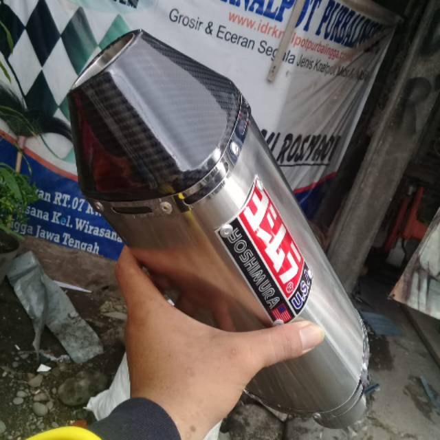 Knalpot Motor Racing Yoshimura USA silincer plus klem dan per