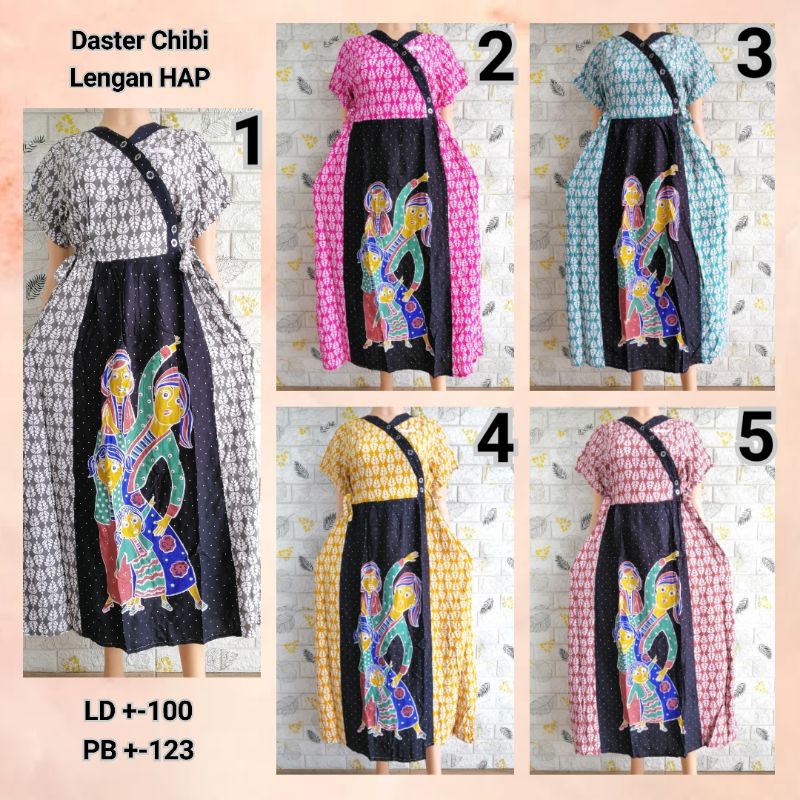 Daster Chibi Lengan Kimono HAP LD 100 Adem Busui Friendly BU TEJO Senam CCBB + polbung