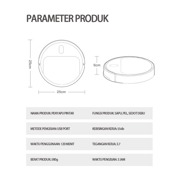 menyapu, mengepel, dan menyedot debu 3-in-1 Vacum Robot Pembersih Debu Lantai Smart Vakum Vacuum Cleaner