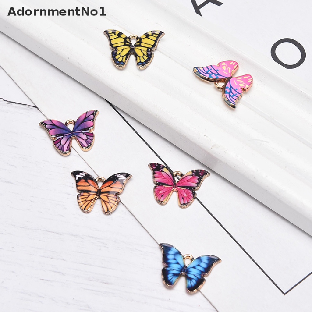 (AdornmentNo1) 10pcs / Set Charm Butterfly Enamel Warna-Warni Untuk DIY Perhiasan