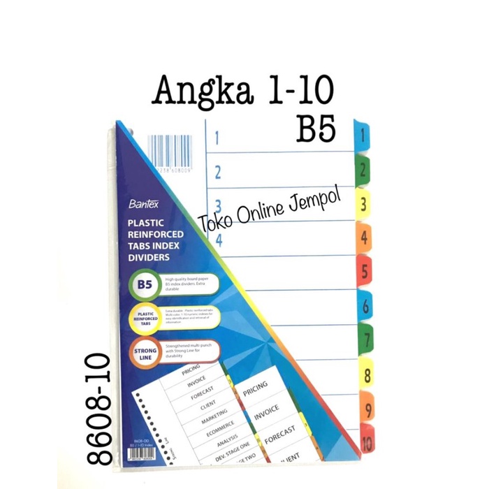 

Berkualitas B5 Angka 1-10 Putih 8608-00 File Divider Bantex Pembatas Atk1172Bx Hemat