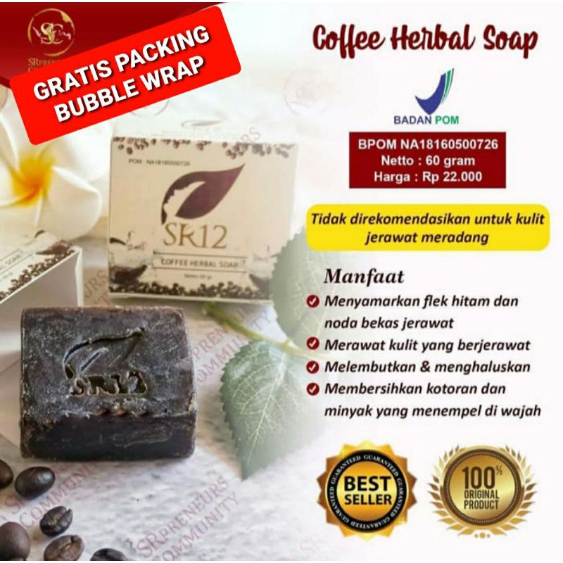 Sabun kopi herbal - coffee herbal soap SR12 - sabun penghilang flek hitam - sabun herbal - BPOM