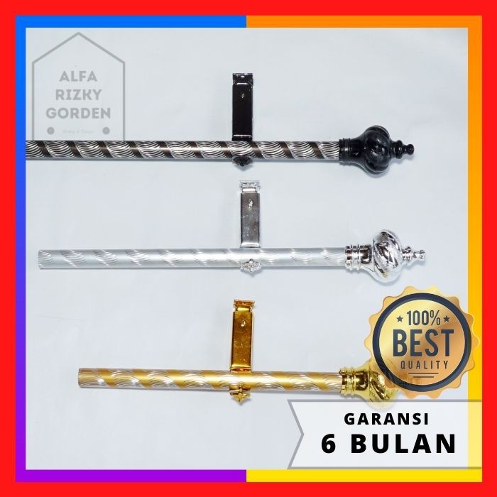 Tiang Besi Batang Gagang Gorden Full Set Minimalis Hordeng Batang Gordeng 10 Cm - 2 Meter