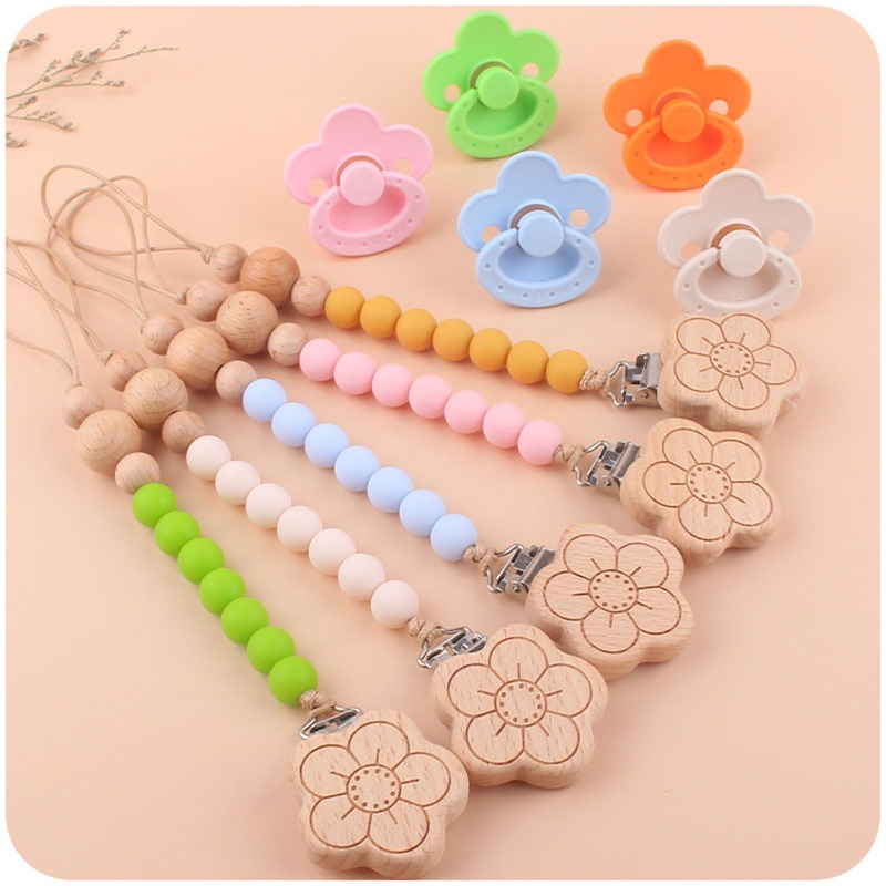 Mary 1 Set Klip Rantai Manik Silikon BPA Free Holder Dot Empeng Bayi