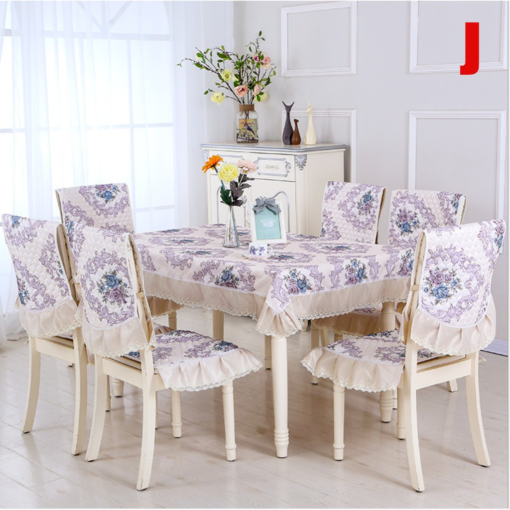 Shabby Lace Tablecloth Chair Set 6 / Taplak Meja Sarung Kursi Bermotif