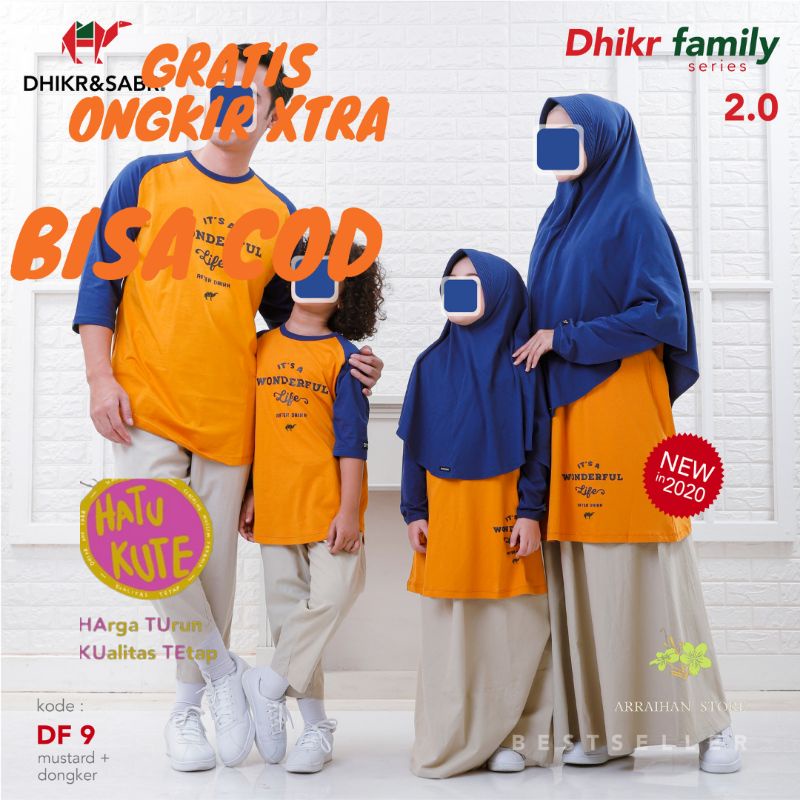 BEST SELLER Baju Couple Familly Dhikr&Sabr DF 9 Mustard&Dongker