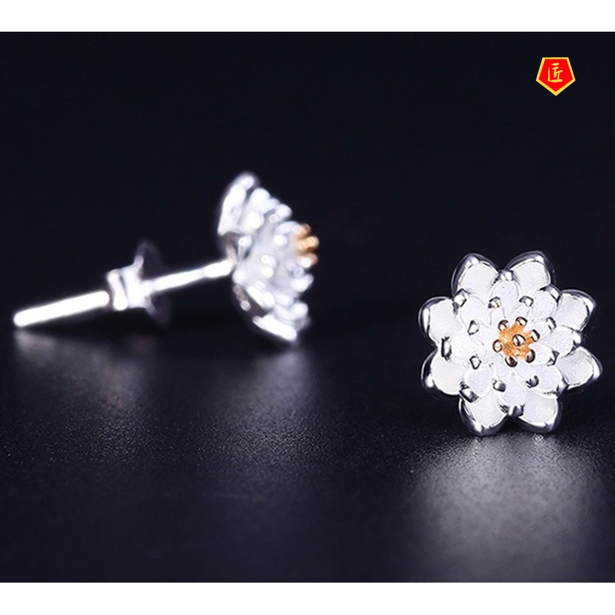 [Ready Stock]Simple Elegant Lotus Stud Earrings Anti-Allergy