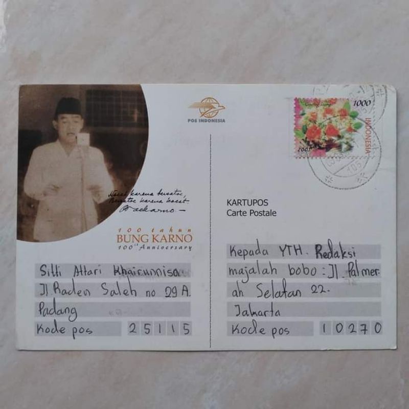 

Kartu Pos Jadul 100 Tahun Bung Karno 2001 Kuis Bobo - Sitti