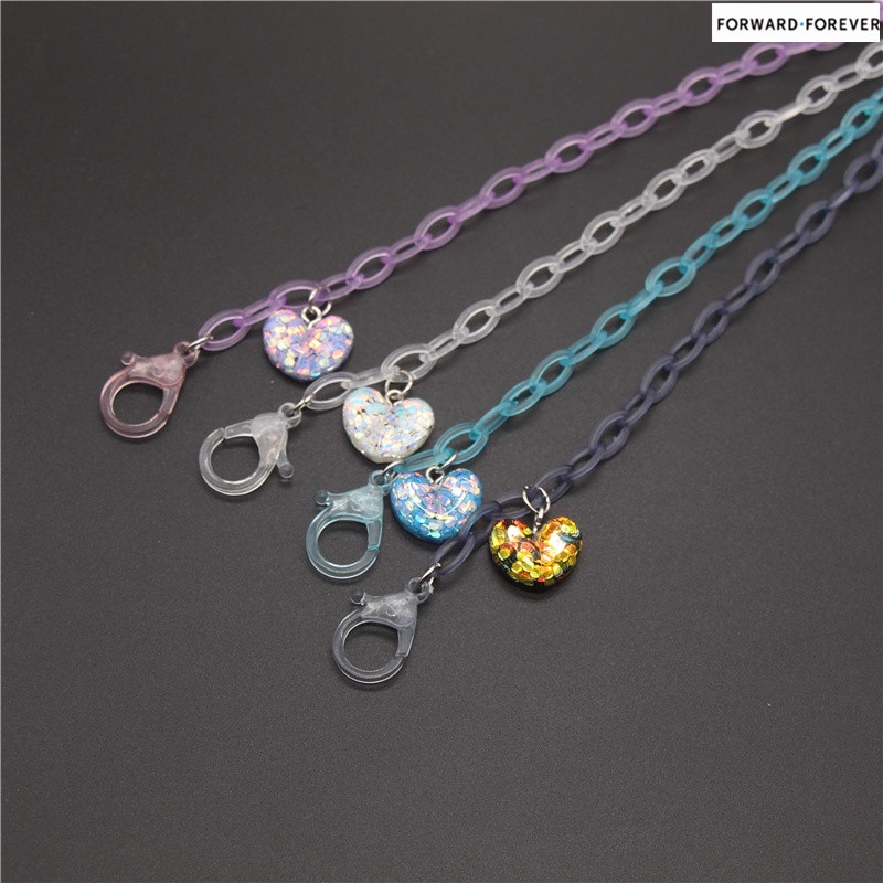 Fashion Transparent Mask Chain Love Pendant Mask Anti-lost Lanyard M60066