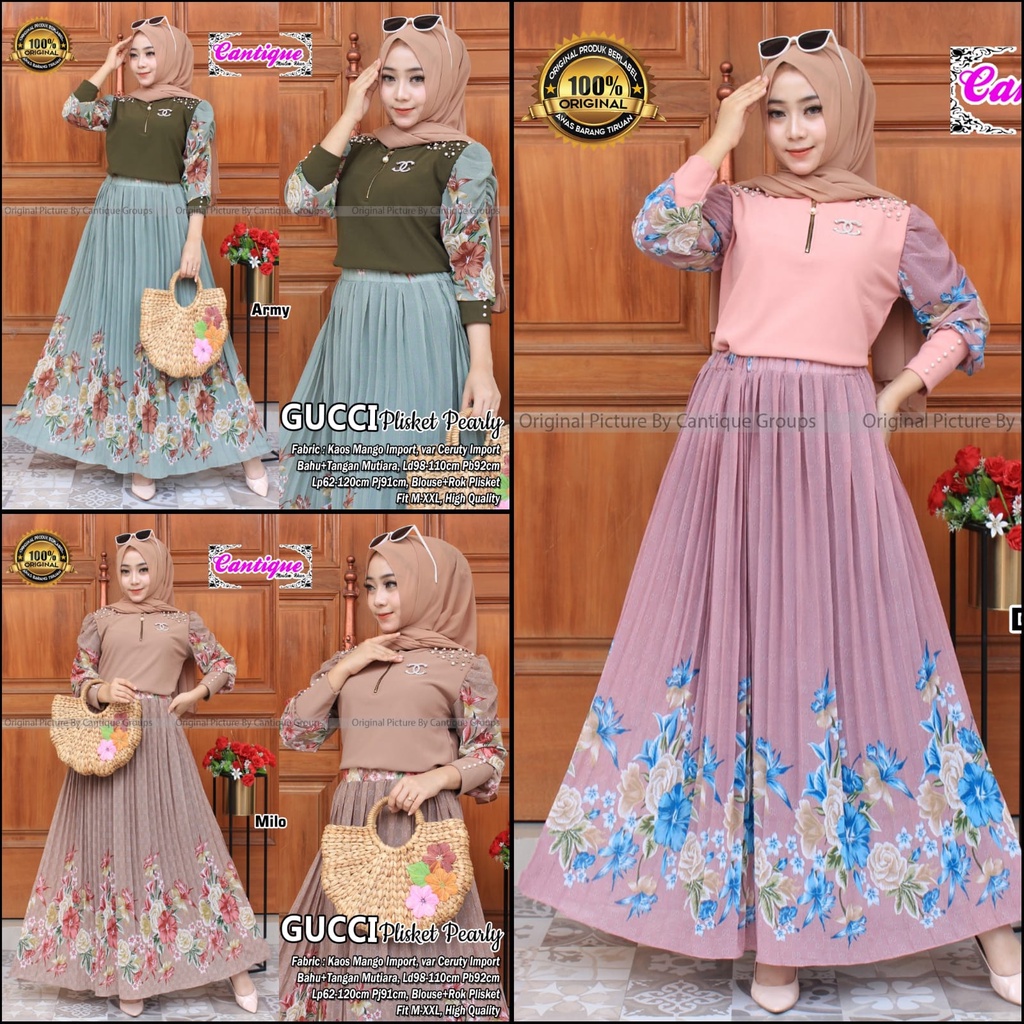 BAJU GAMIS WANITA BY CANTIQUE GUCCI PLISKET PEARLY