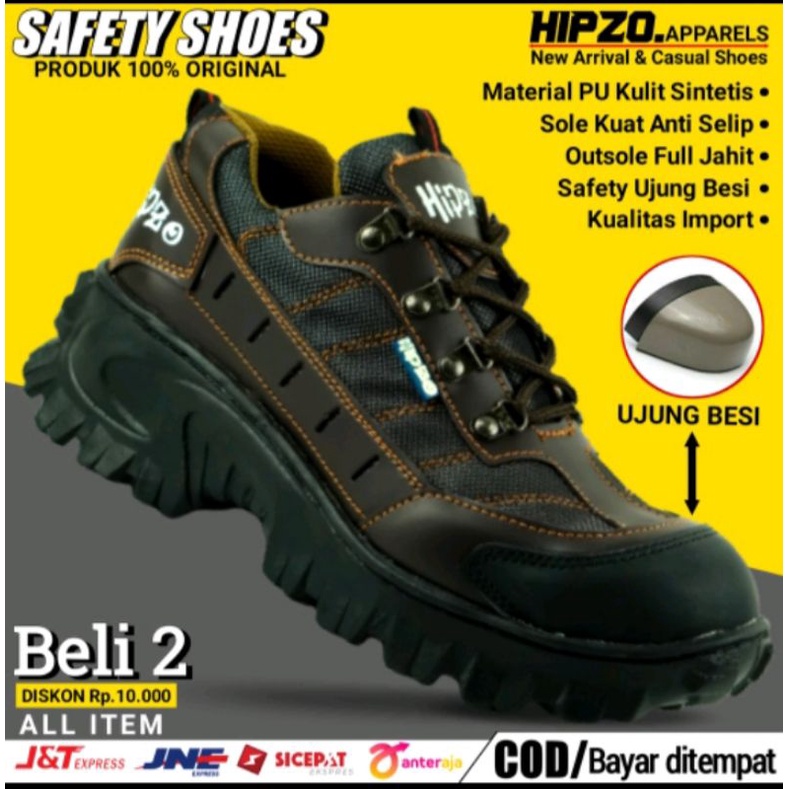 Sepatu Pria HIPZO M-52 Sepatu Safety Pria Terbaru Kulit Original Import