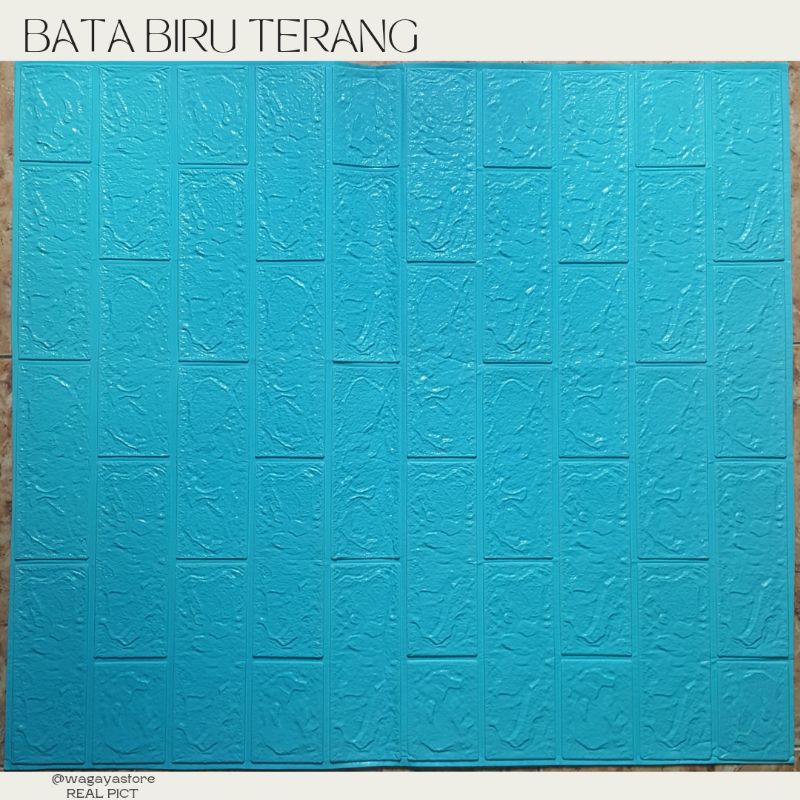 WALLPAPER DINDING 3D FOAM MOTIF BATU BATA 70x77 CM DEKORASI DINDING-Bata biru terang