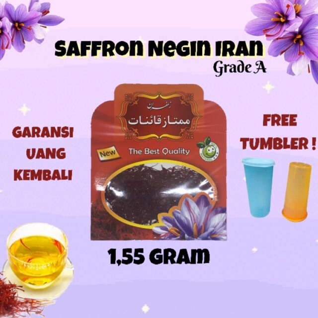 

[BISA COD] PROMO SAFFRON SUPER NEGIN GRADE A IRAN 1,55 GRAM FREE TUMBLER