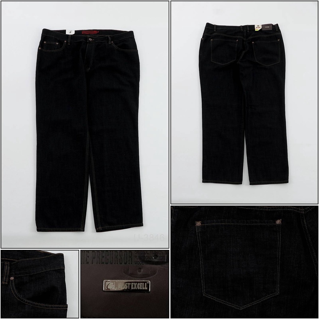[021003846] Celana Panjang Jeans Cowok Hitam Must excell 45-46