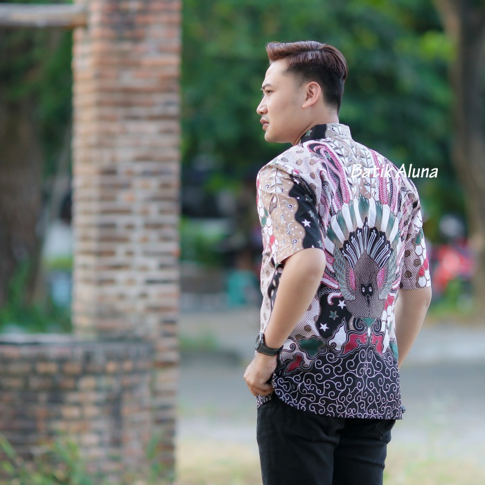 Baju Batik Pria lengan Pendek Premium Original Kemeja Batik Pria Lengan Pendek Eksklusif Elegan FASHION BATIK ALUNA