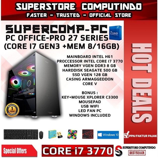 PC Rakitan Office Core i7-RAM 8/16GB-PRO 27 Series-Siap Pakai