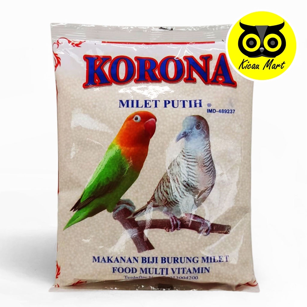 PAKAN KORONA MILET PUTIH SEED MAKANAN HARIAN BURUNG KENARI LOVEBIRD LOVE BIRD BIJI MILLET KORONAMIL