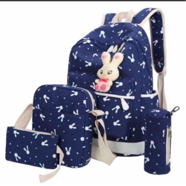 1 SET DAPAT 4 TAS WANITA BUNNY Tas Ransel Backpack SEKOLAH SD SMP Limited