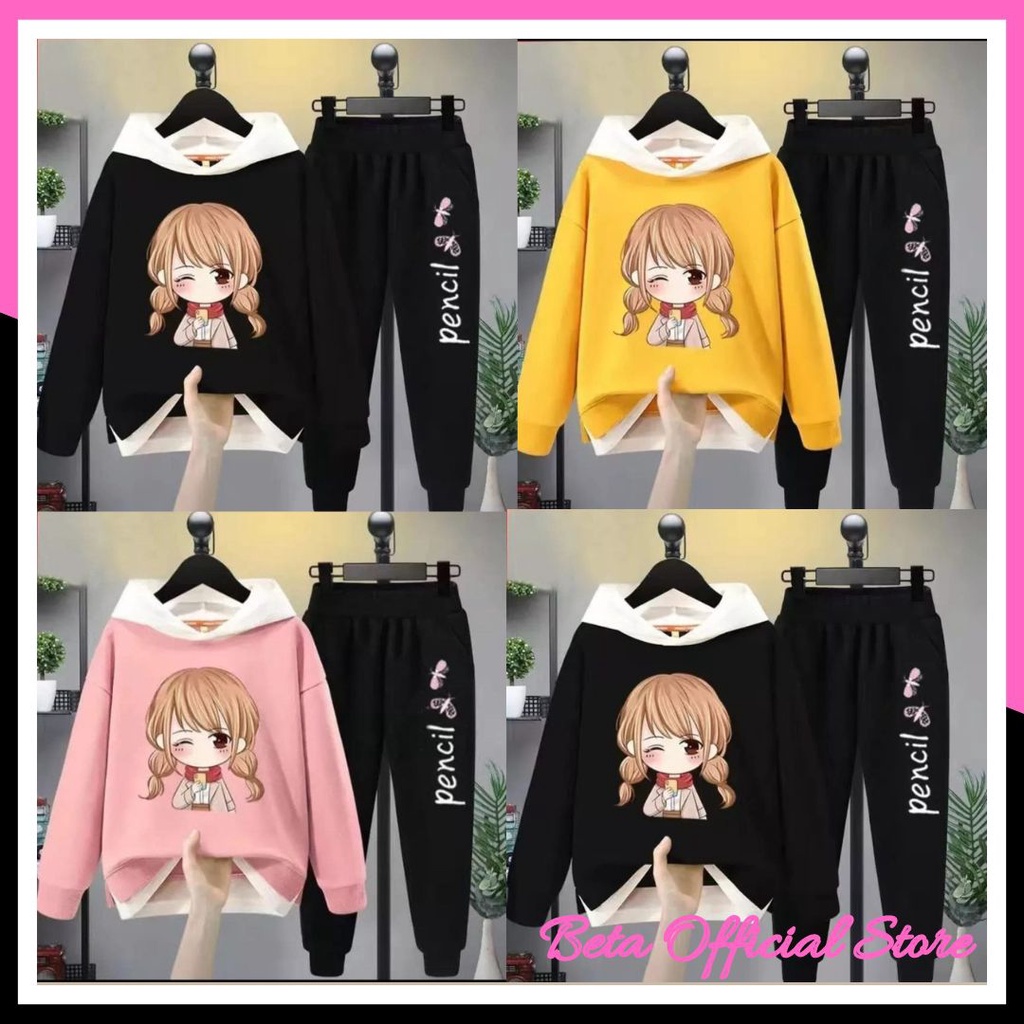 Baju Set Setelan Celana Panjang Training Anak Perempuan Remaja Tanggung Usia 7 8 9 10 11 12 Tahun Si