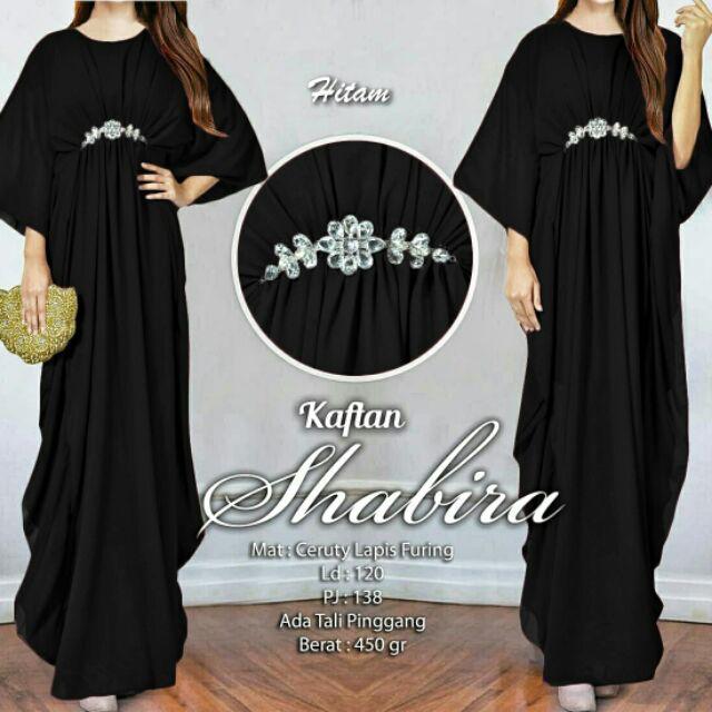 Arnis Shabira Kaftan Original Busui Friendly Ceruty Babydoll-Hitam