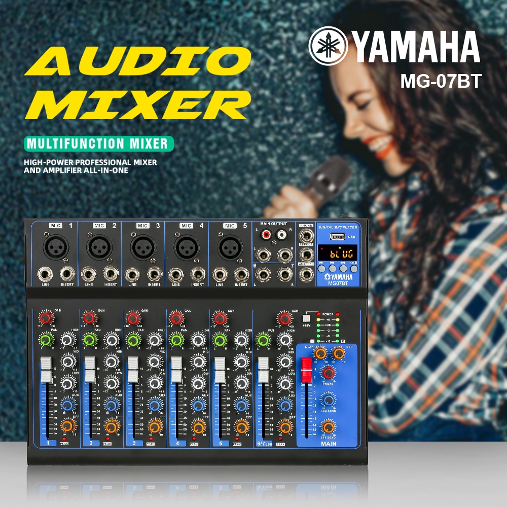 AUDIO MIXER mixer profesional 7-channel MG07BT mixer Penguat sinyal USB Penguat KTV Penguat kinerja panggung Penguat kinerja panggung