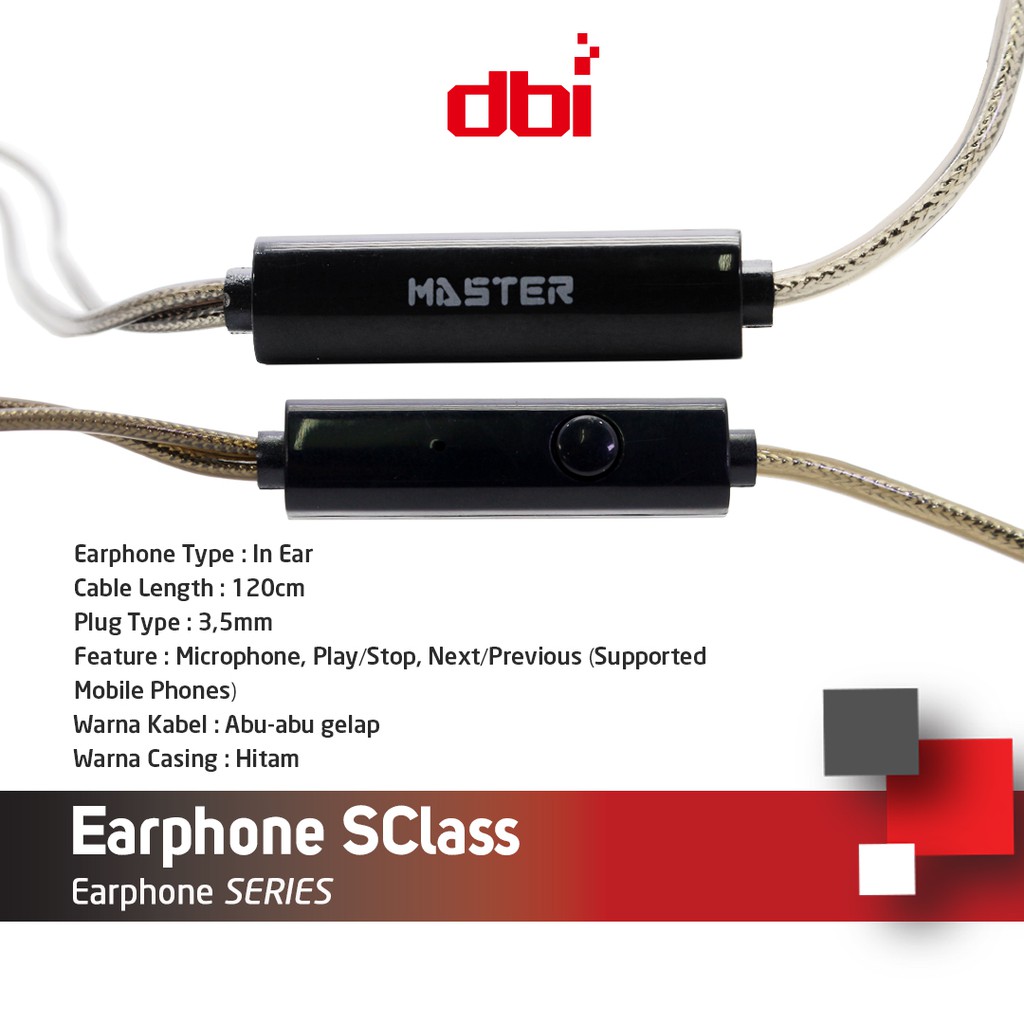 Stereo Headset - Earphone - Handsfree in Ear Universal Bass MASTER S Class