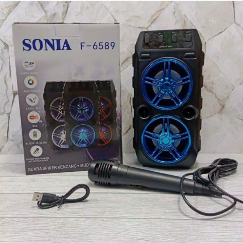 Speaker Bluetooth Karaoke Sonia F - 6589 / Speaker Karaoke Bluetooth Free Mic