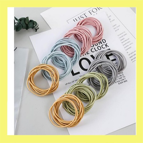 Ikat Karet Rambut 100pcs Warna Polos Gaya Korea / Ikat Rambut Elastis Hair Ties Grosir FS