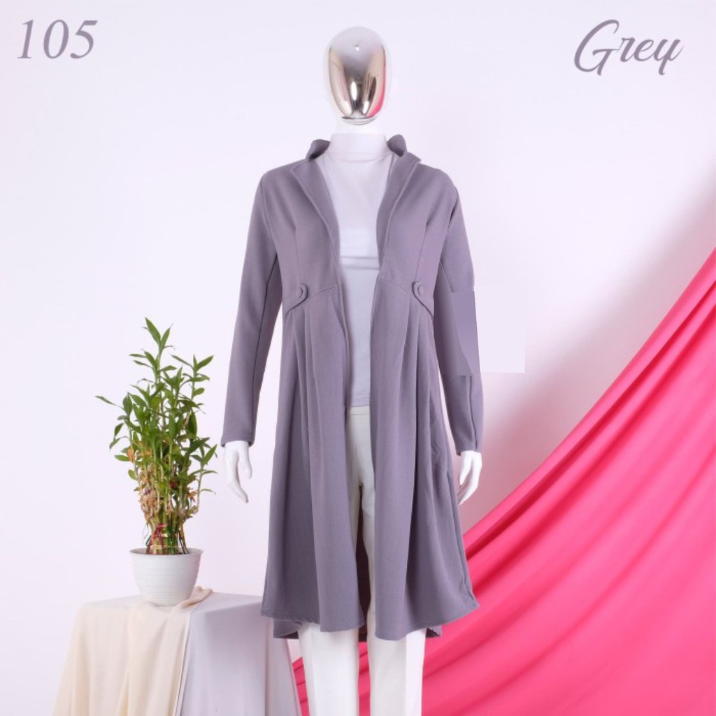 Outer Panjang Wanita - Long Outer Cardigan Lengan Panjang Polos Muslim - BD