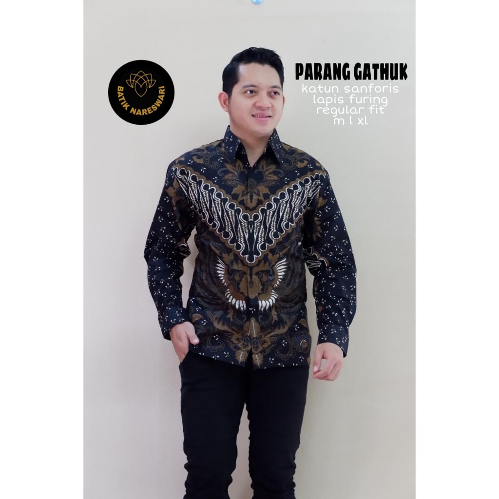 PARANG GATHUK Kemeja Batik Pria Lengan Panjang | Hem Batik Pria FULL FURING NARESWARI
