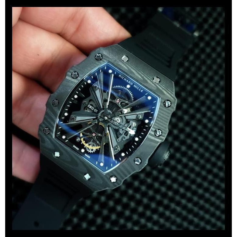 Indh JAM TANGAN RM12-01 HITAM OTOMATIS BERKUALITAS Kode 475