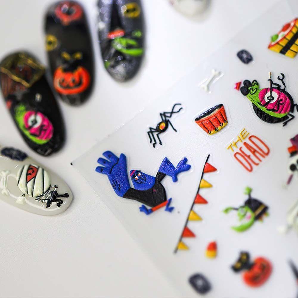 Mxbeauty Halloween Stiker Kuku Fashion Zombie Hantu Spider Nail Art Dekorasi