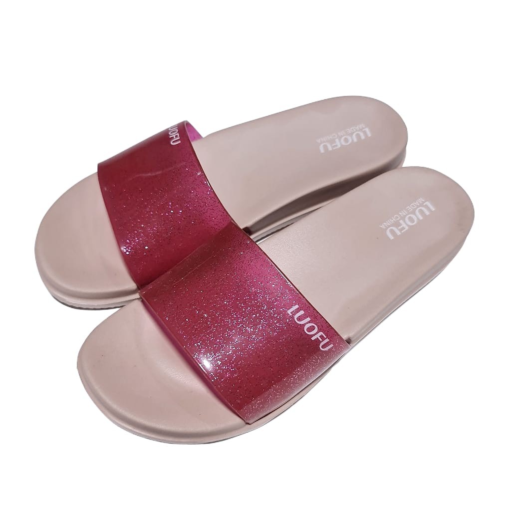 LUOFU ORIGINAL jelly sandal karet empuk murah wanita selop murah sendal cewek import E7159T01BW