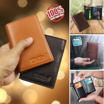 DOMPET KULIT LIPAT SLIM 16 SLOT KARTU BAHAN KULIT SAPI ASLI 100% PREMIUM BERKUALITAS D003